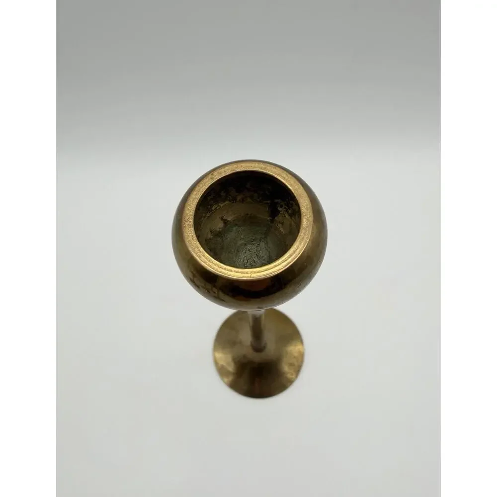 Brass Tulip Cup Graduated Taper Candle Holders Mid Century Modern MCM Set of 5